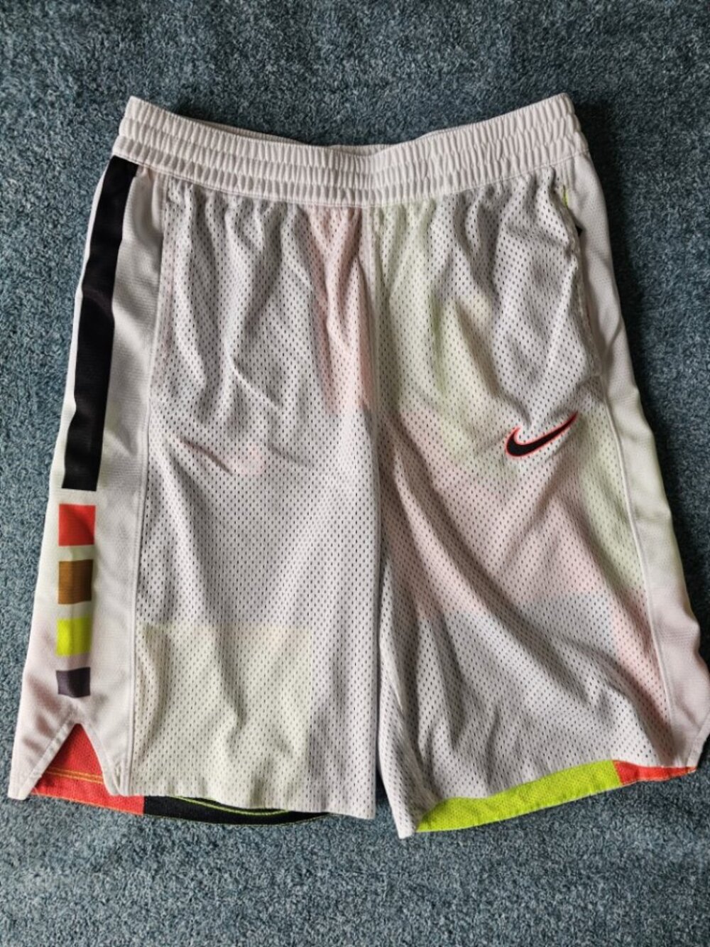 Nike Dri-FIT Reversible Basketball Shorts Youth XL White Neon Athletic Mesh - Picture 1 of 6